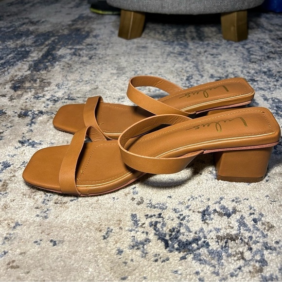 Lulus Tan Fallyn Naked Strap Slide Heel Sandals Size 9 - Picture 3 of 10